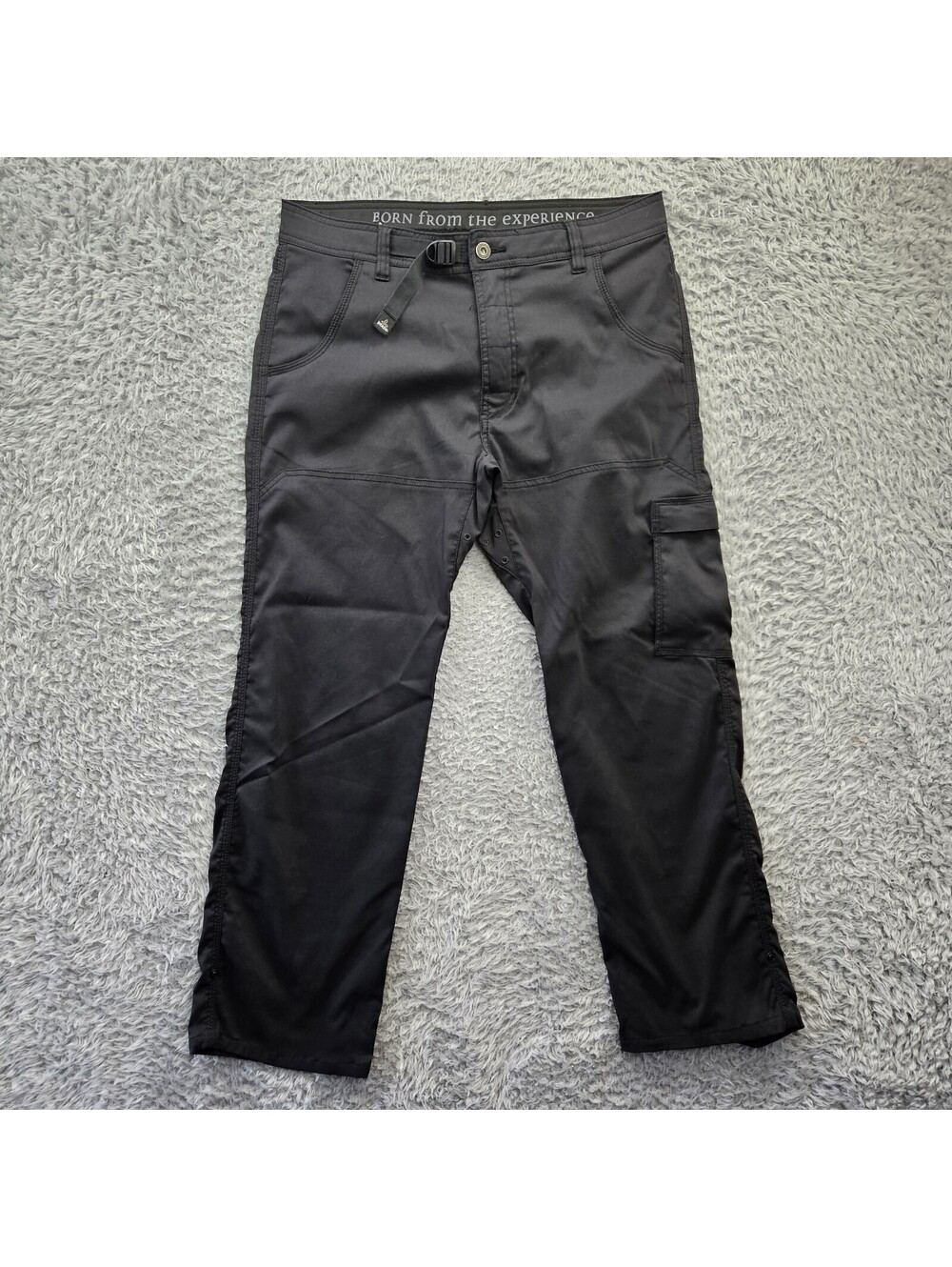 prAna Zion Cargo Hiking Pants Black Belted 32x36 (Fits 32-33x28)